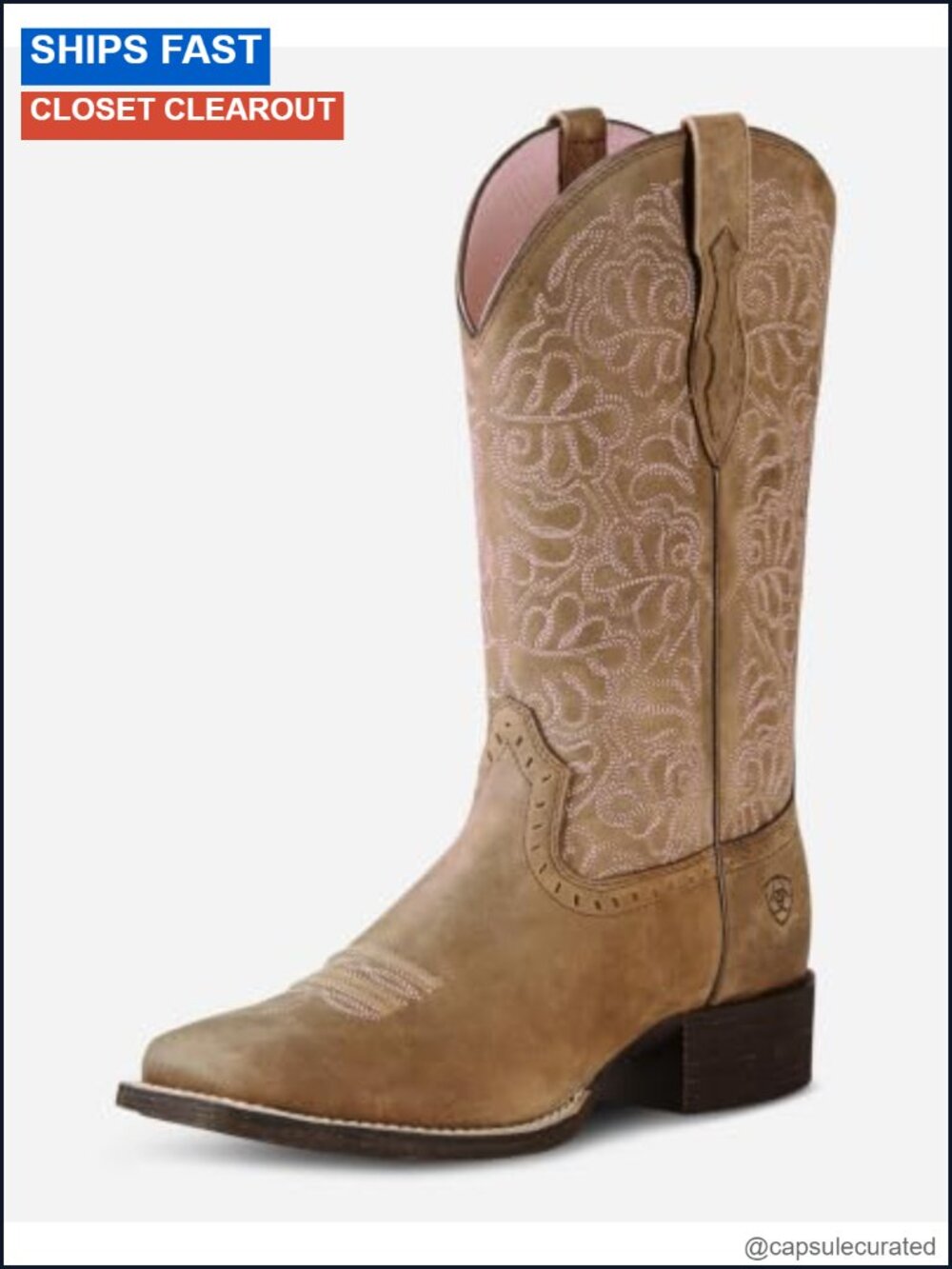 Women's Western Boots Mid-Calf Square Toe Leather Cowgirl Embroidery